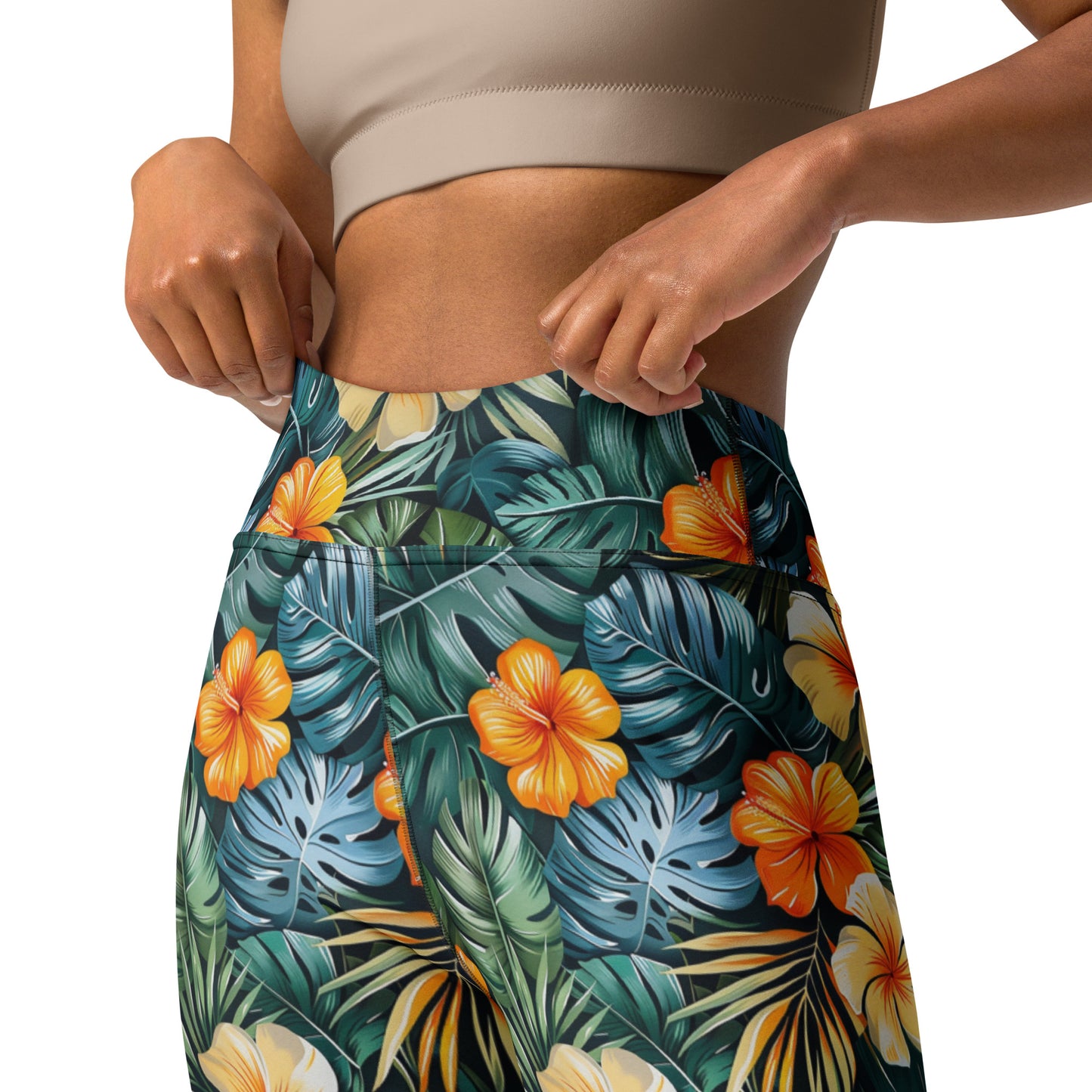 Tropical Floral Pattern Printed Yoga Leggings