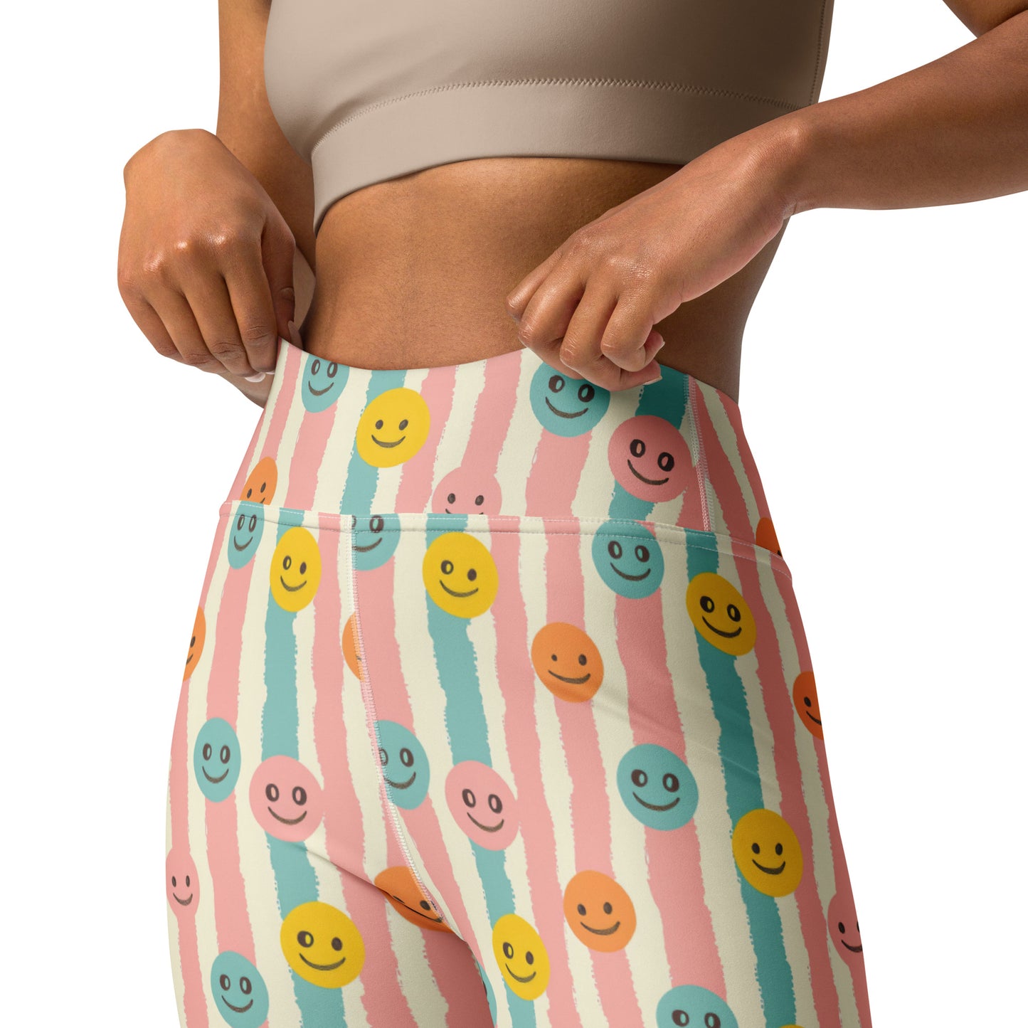 Groovy Smiley Emoji Printed Yoga Leggings