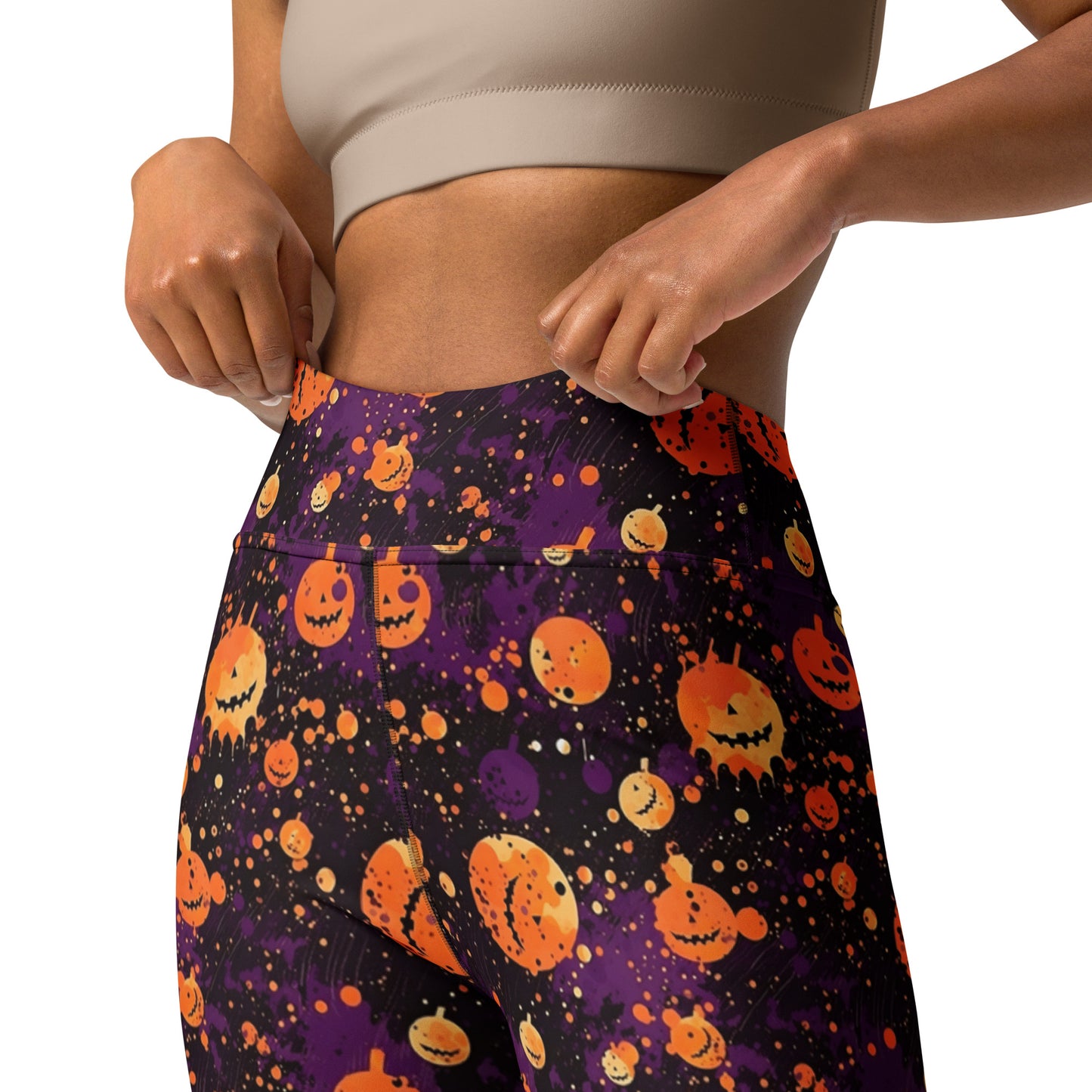 Spooky Pumpkin Splatter Halloween Yoga Leggings