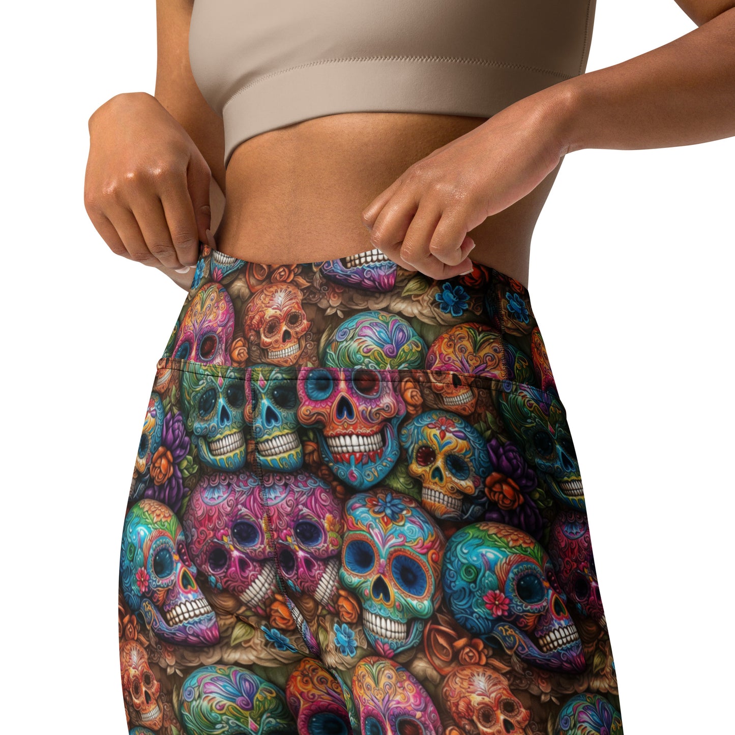 Colorful Sugar Skull Printed Yoga Leggings