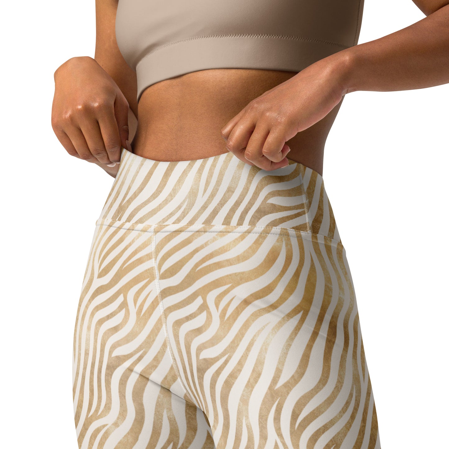 Shimmering Golden Zebra Skin Printed Yoga Leggings