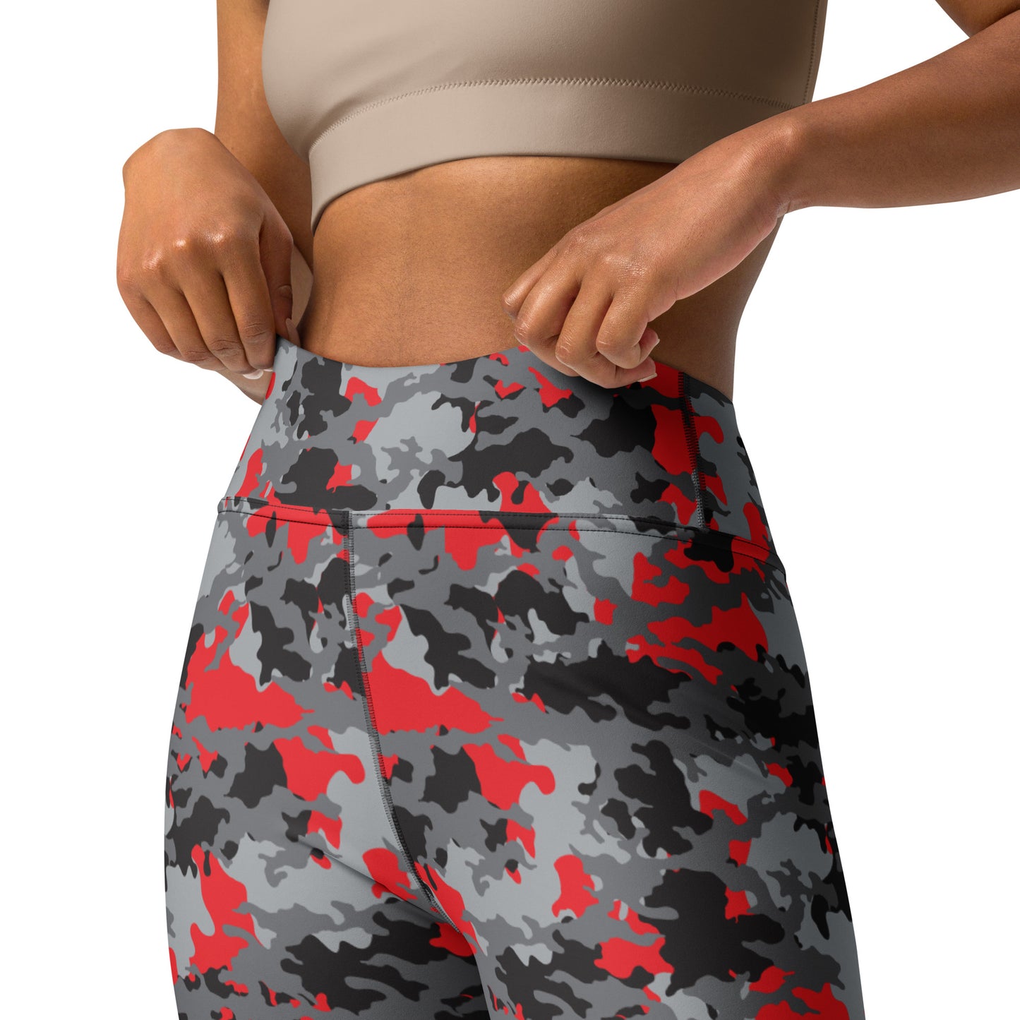 Red Black & Gray Camouflage Yoga Leggings