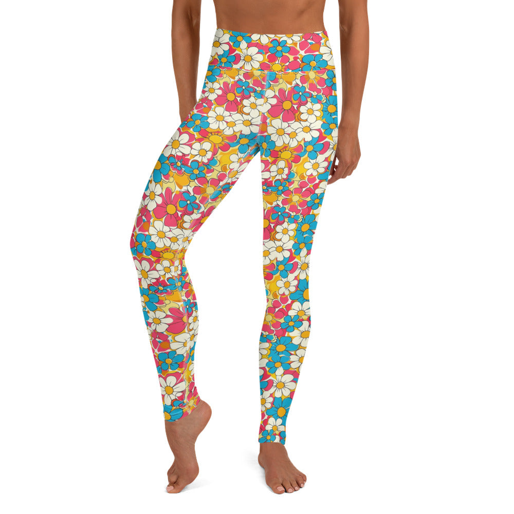 Spring Floral Print Yoga Leggings