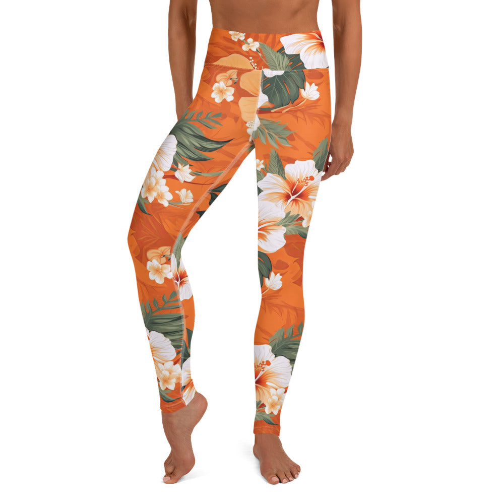 Hibiscus Floral Yoga Leggings