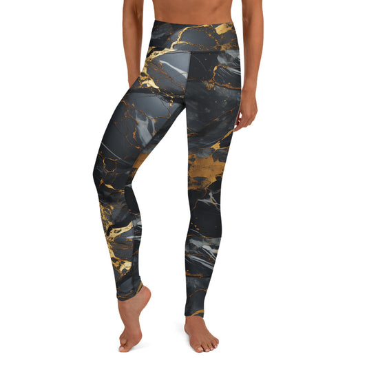 Black & Gold Marble Yoga Leggings