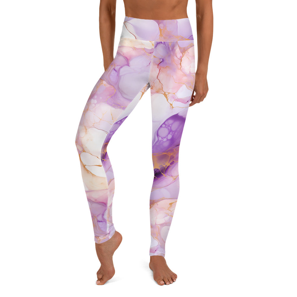 Shaddes of Purple Marble Yoga Leggings