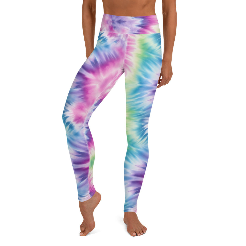 Purple & Green Tide Dye Yoga Leggings