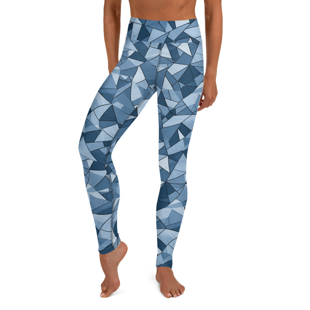 Denim Geometric Pattern Yoga Leggings