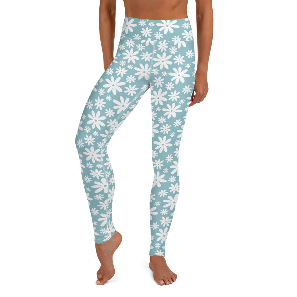 White Floral Yoga Leggings