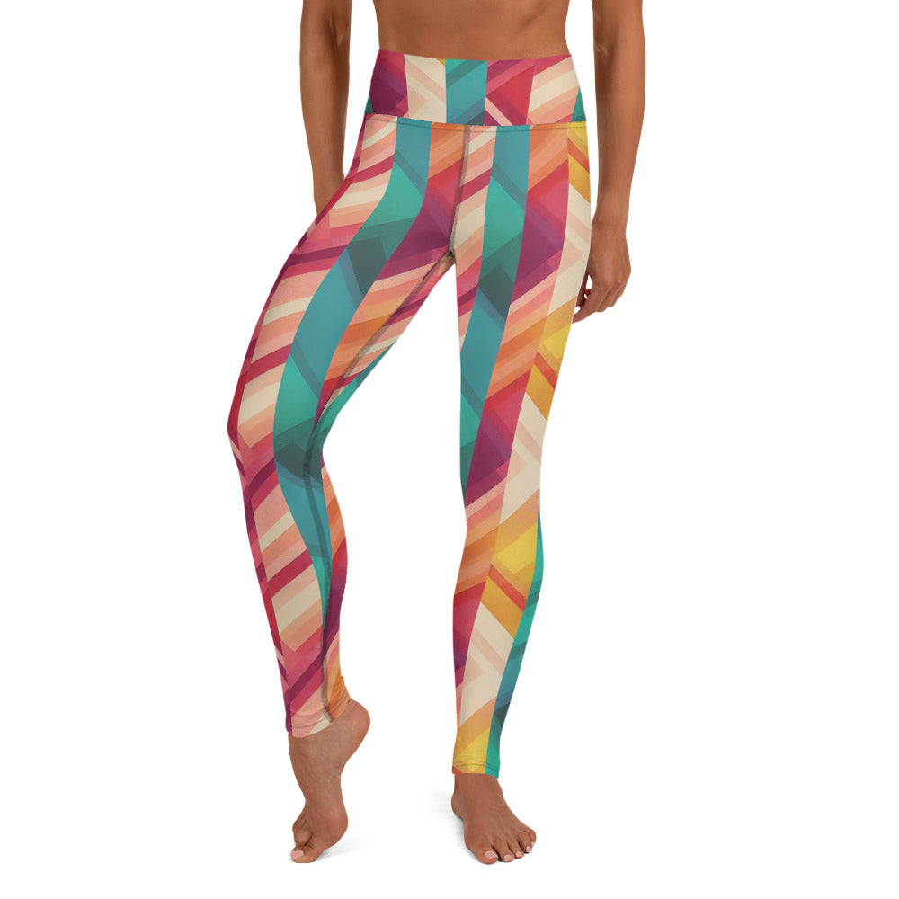 Stripe Geometric Pattern Yoga Leggings