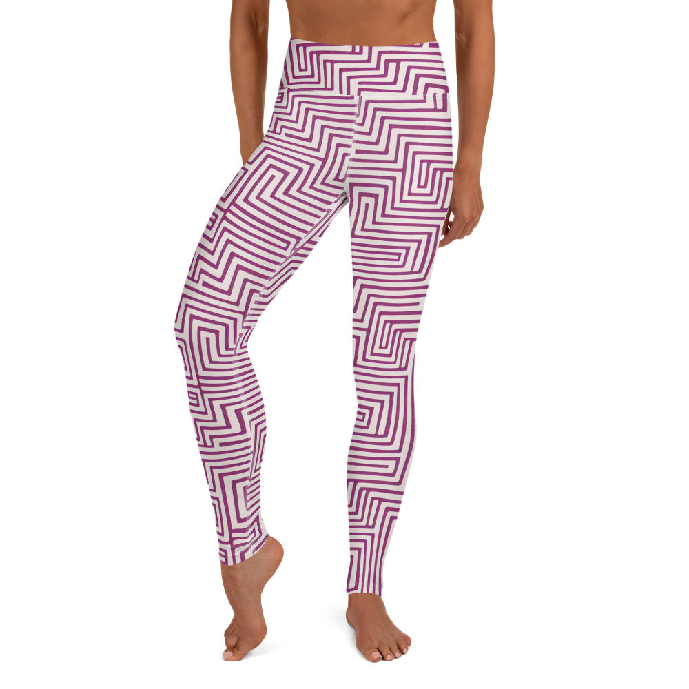 Purple Maze Pattern Yoga Leggings