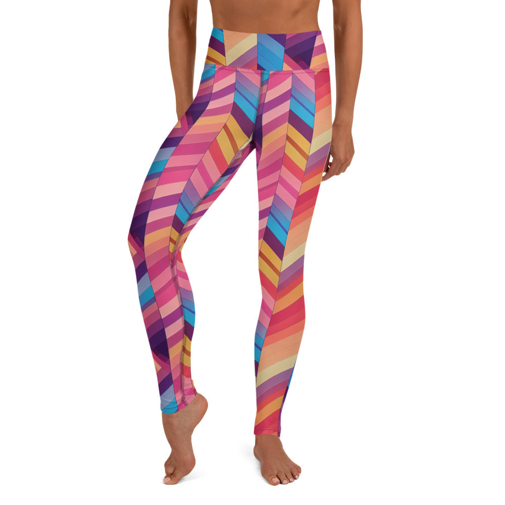 Geometric Wave Pattern Yoga Leggings