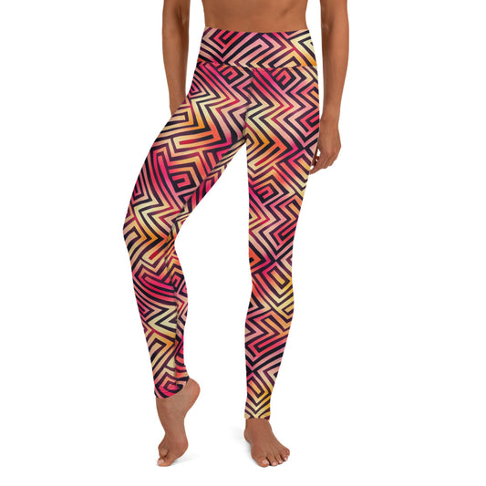 Colorful Maze Pattern Yoga Leggings