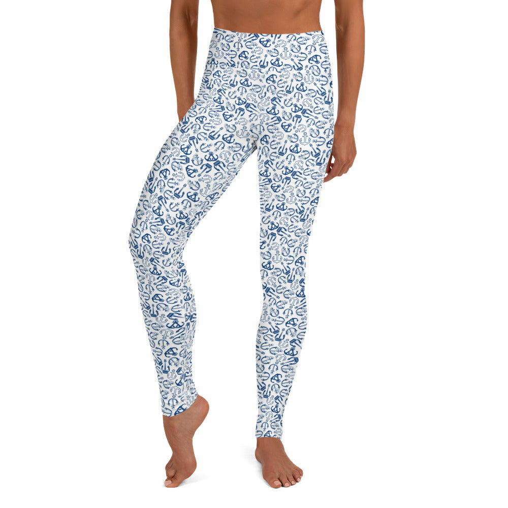 Anchors All Around Printed Yoga Leggings