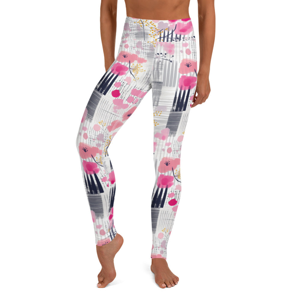 Pink Floral Printed Yoga Leggings