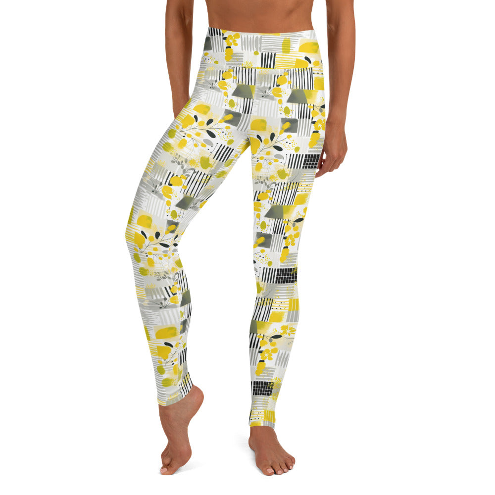 Yellow Bloom Printed Yoga Leggings