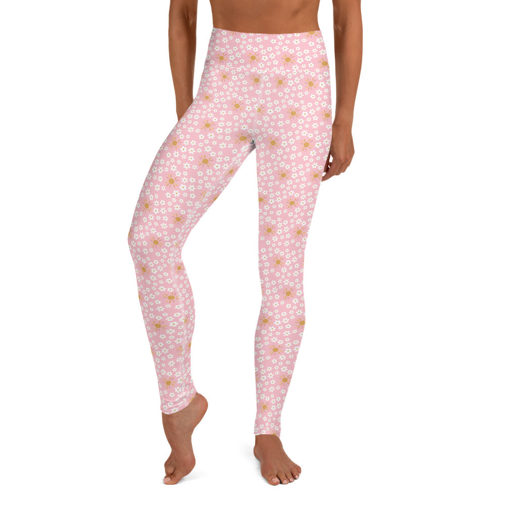 Pink Floral Printed Yoga Leggings