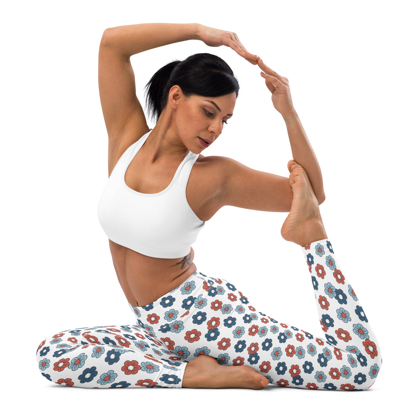 Patriotic Floral Printed Yoga Leggings