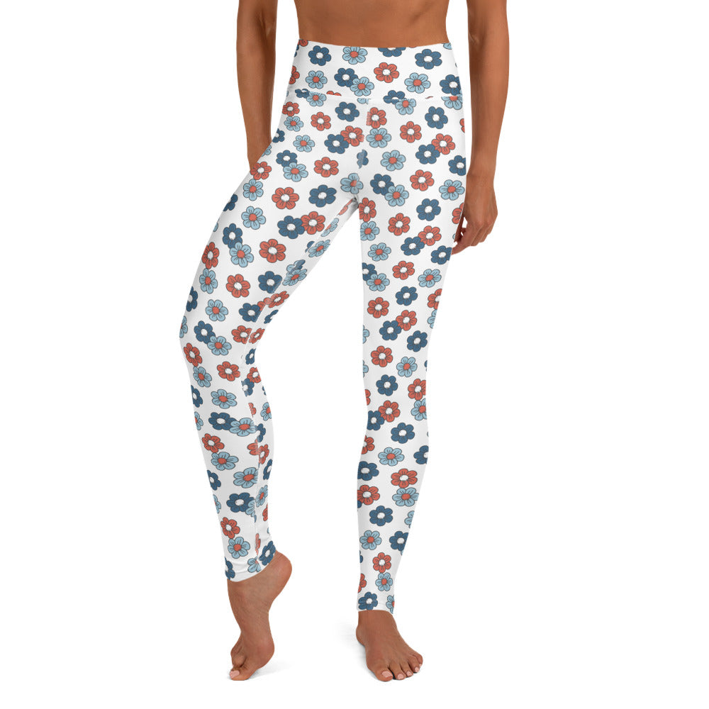 Patriotic Floral Printed Yoga Leggings