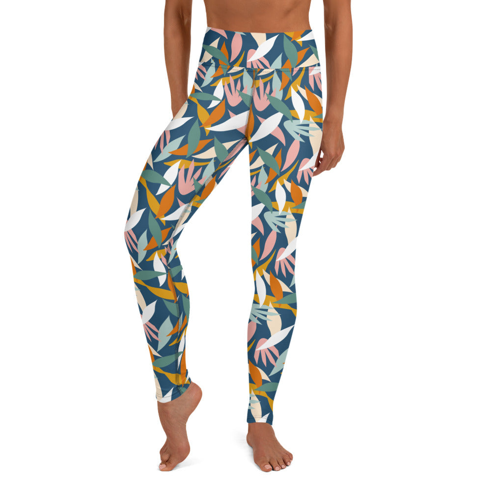 Colorful Leaves Summer Vibes Yoga Leggings