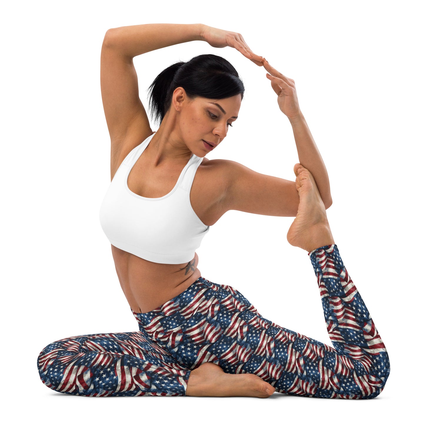 USA Flag Printed Patriotic Yoga Leggings