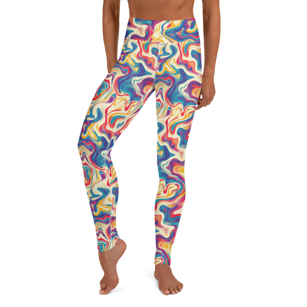 Psychedelic Color Flow Pattern Printed Yoga Leggings