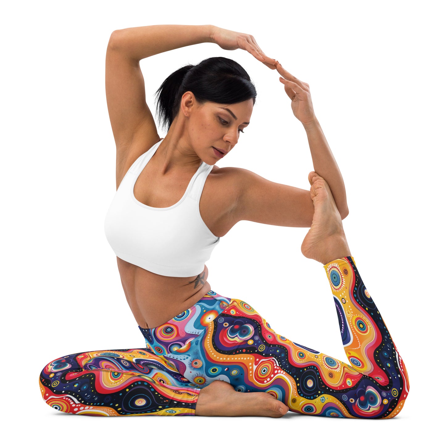 Vibrant Psychedelic Pattern Printed Yoga Leggings