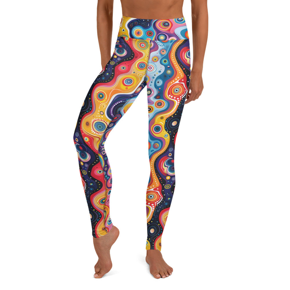 Vibrant Psychedelic Pattern Printed Yoga Leggings