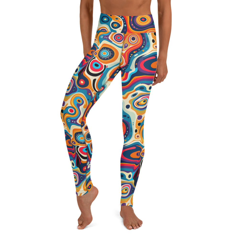 Psychedelic Circles Pattern Printed Yoga Leggings