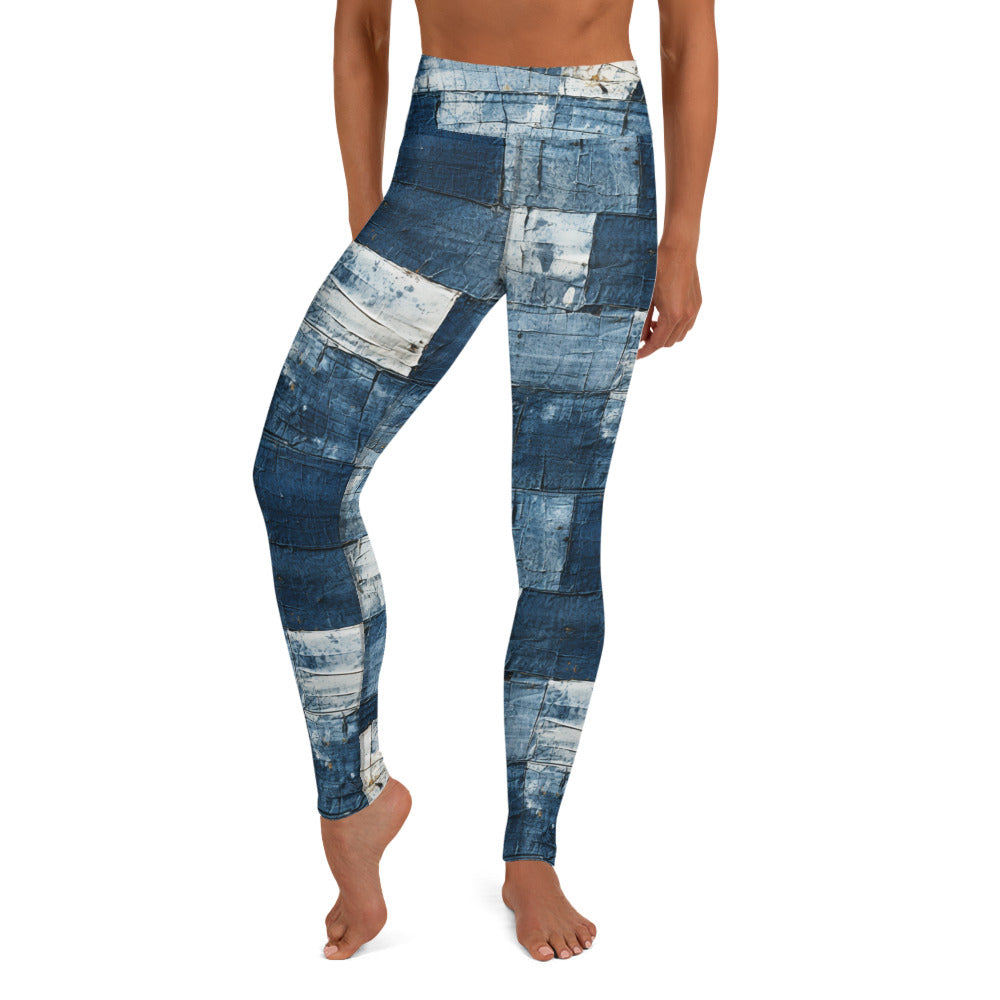 Washed Denim Print Yoga Leggings