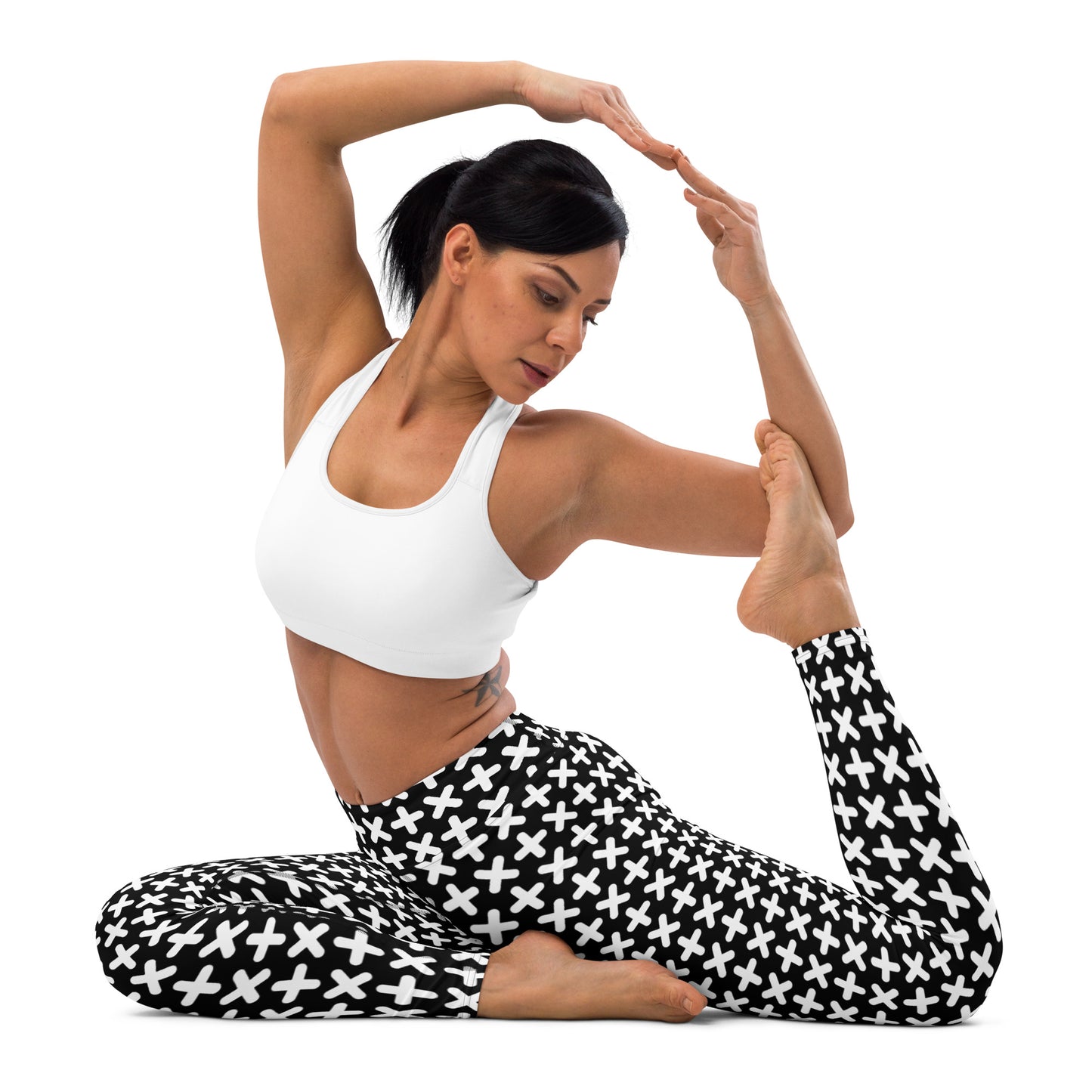 Black Geometric Pattern Yoga Leggings