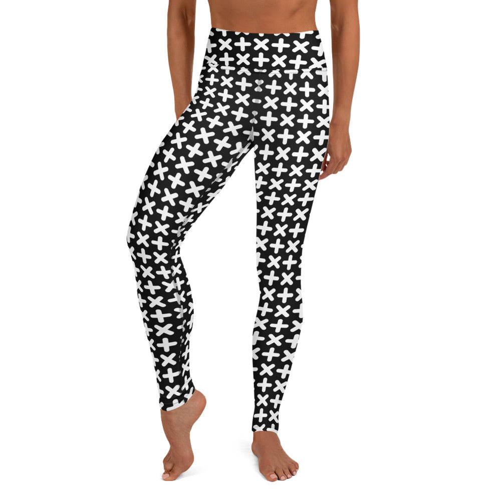 Black Geometric Pattern Yoga Leggings