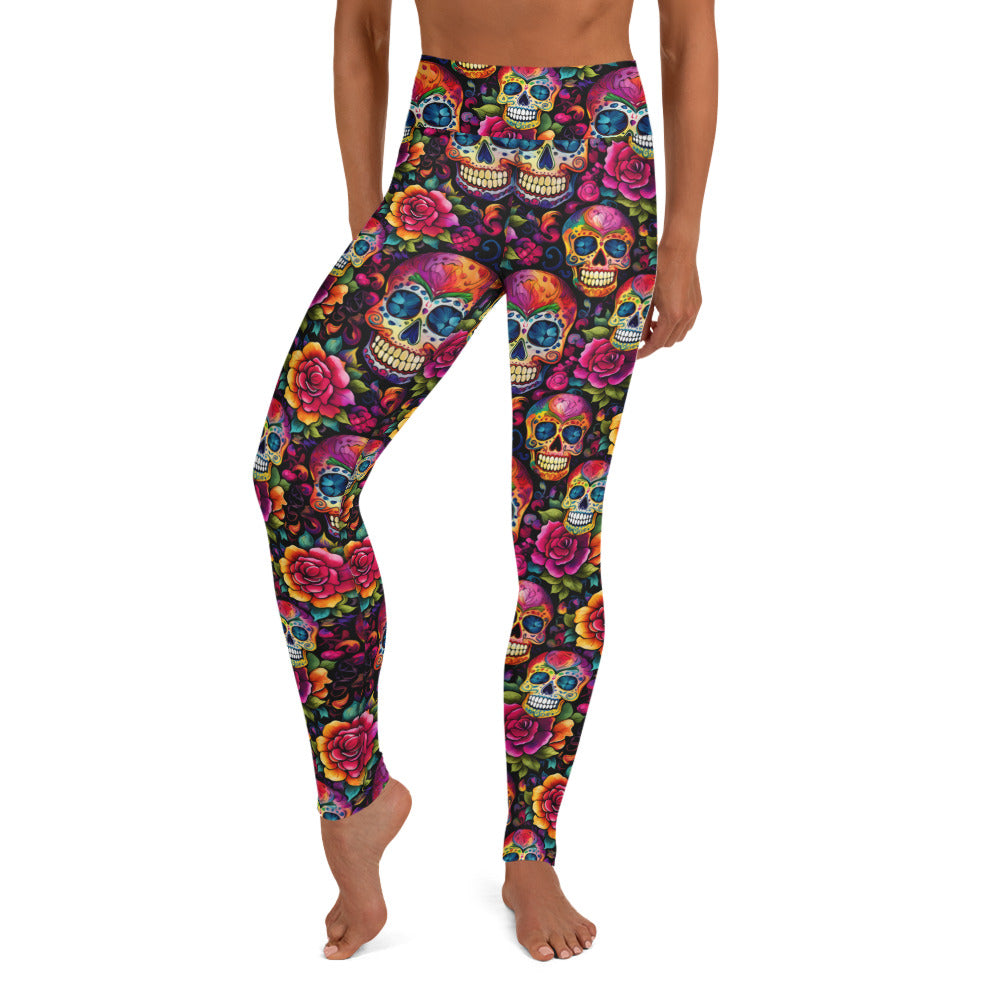 Sugar Skull & Roses Yoga Leggings