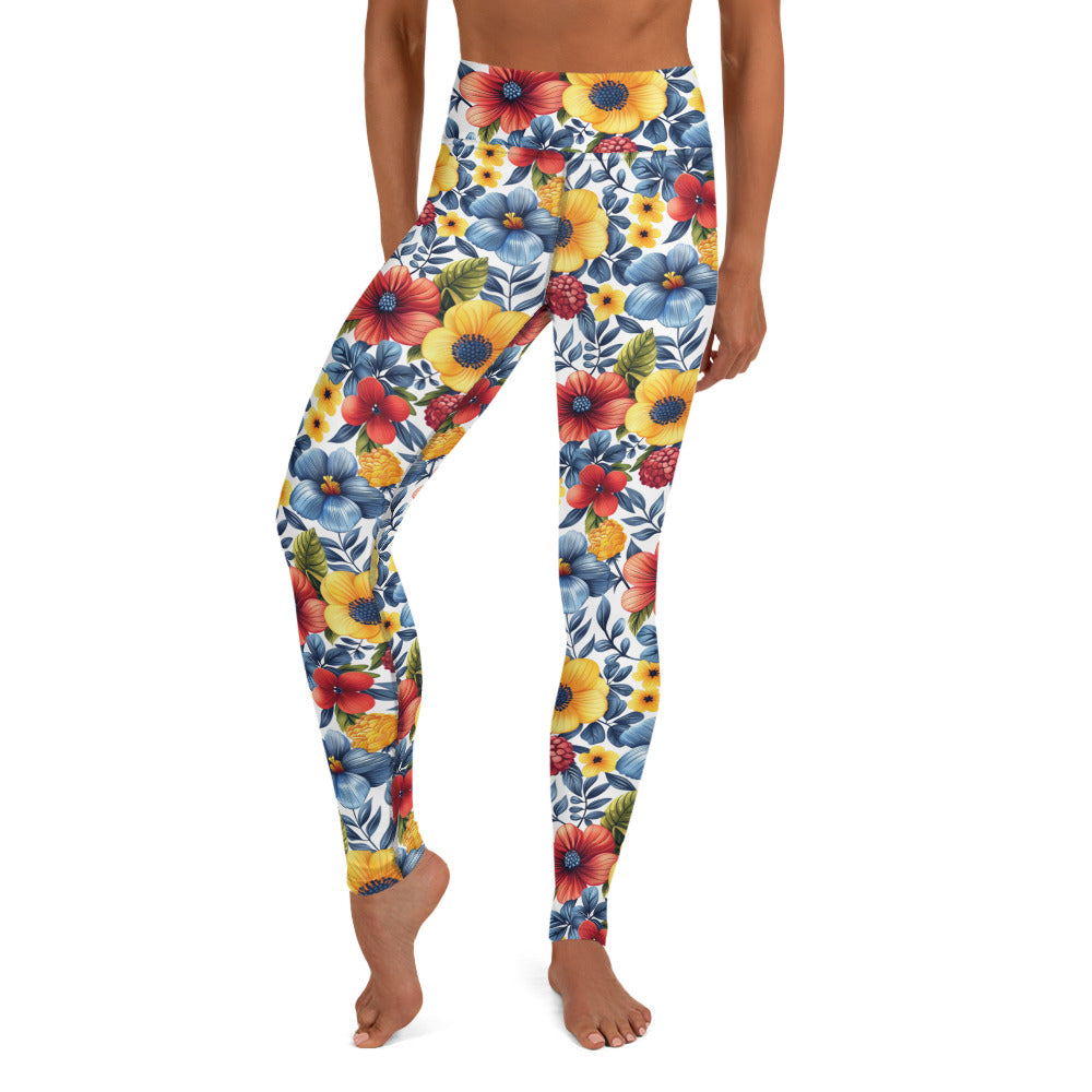 Whispering Tropical Flowers Printed Yoga Leggings