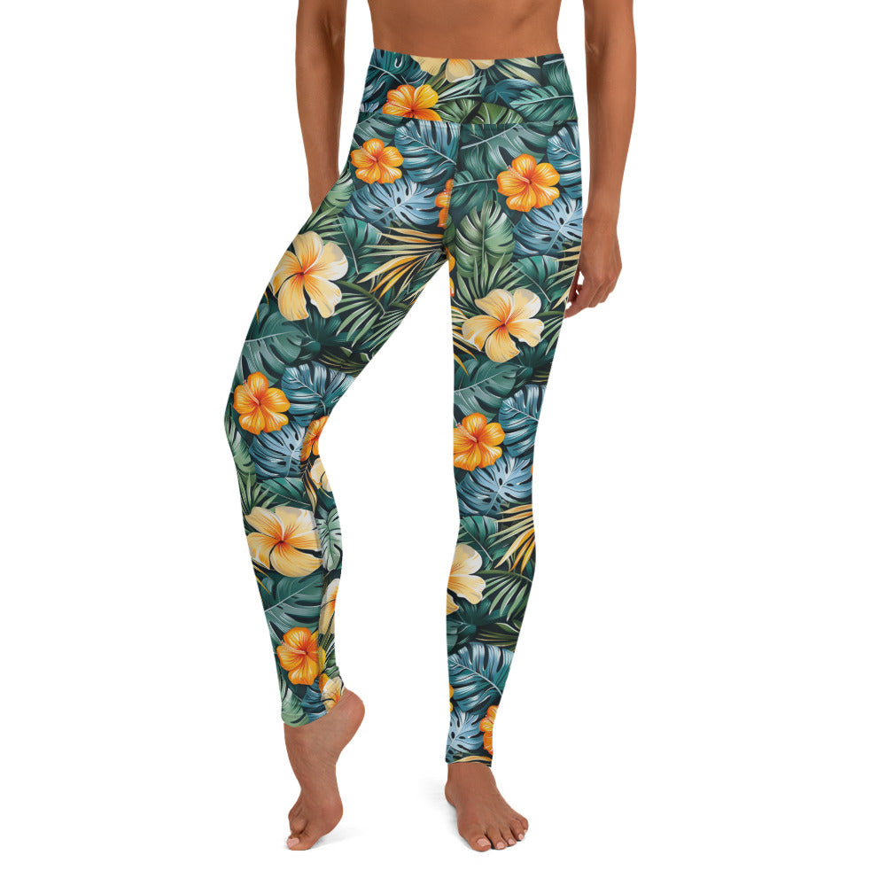 Tropical Floral Pattern Printed Yoga Leggings