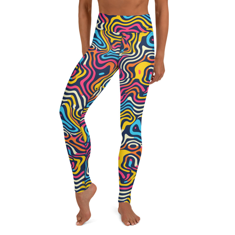 Psychedelic Waves Pattern Yoga Leggings