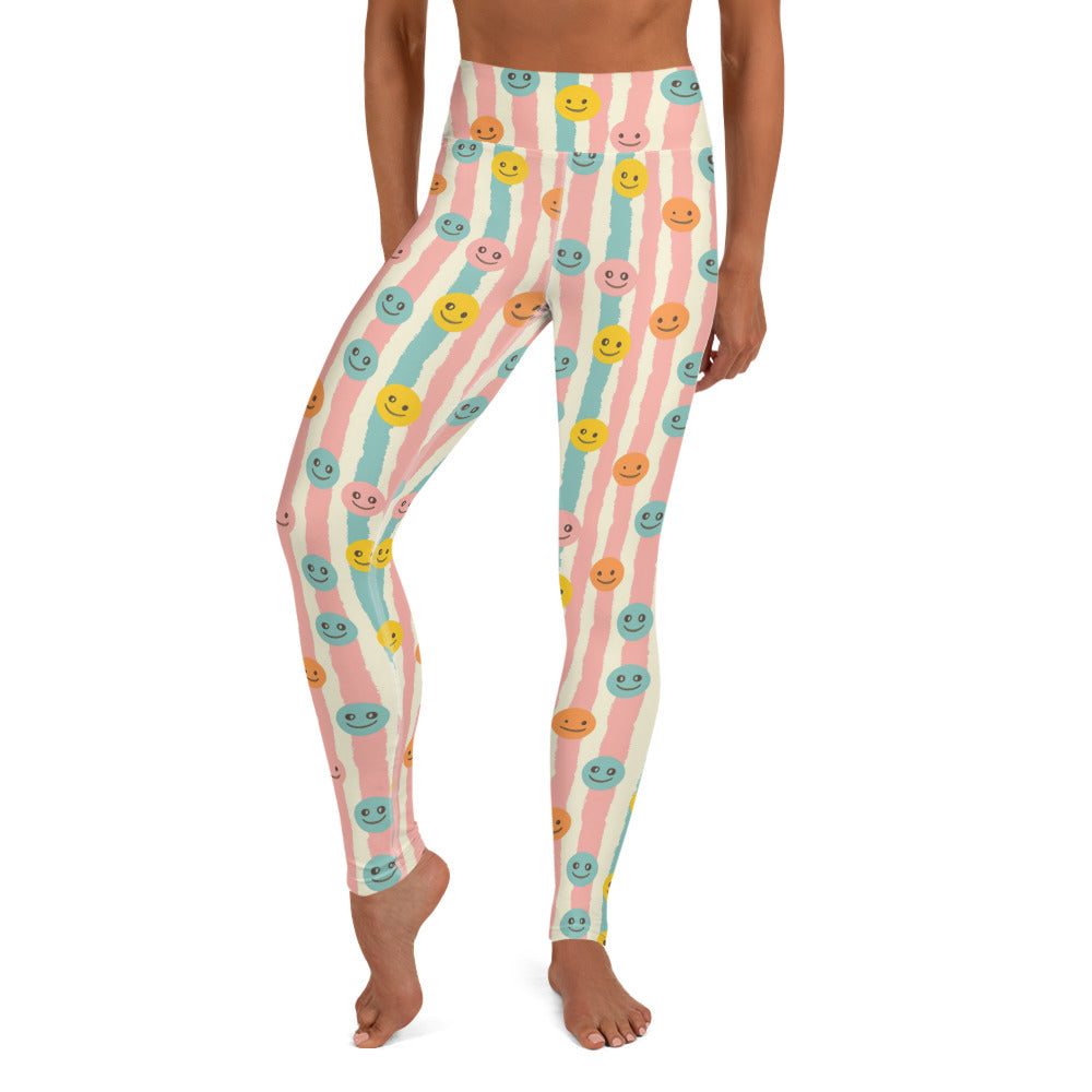 Groovy Smiley Emoji Printed Yoga Leggings