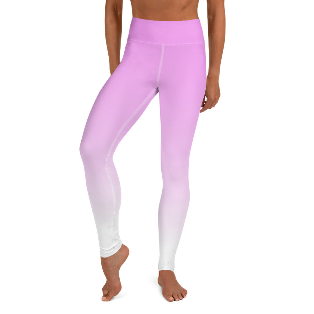 Ombre Pink to White Yoga Leggings