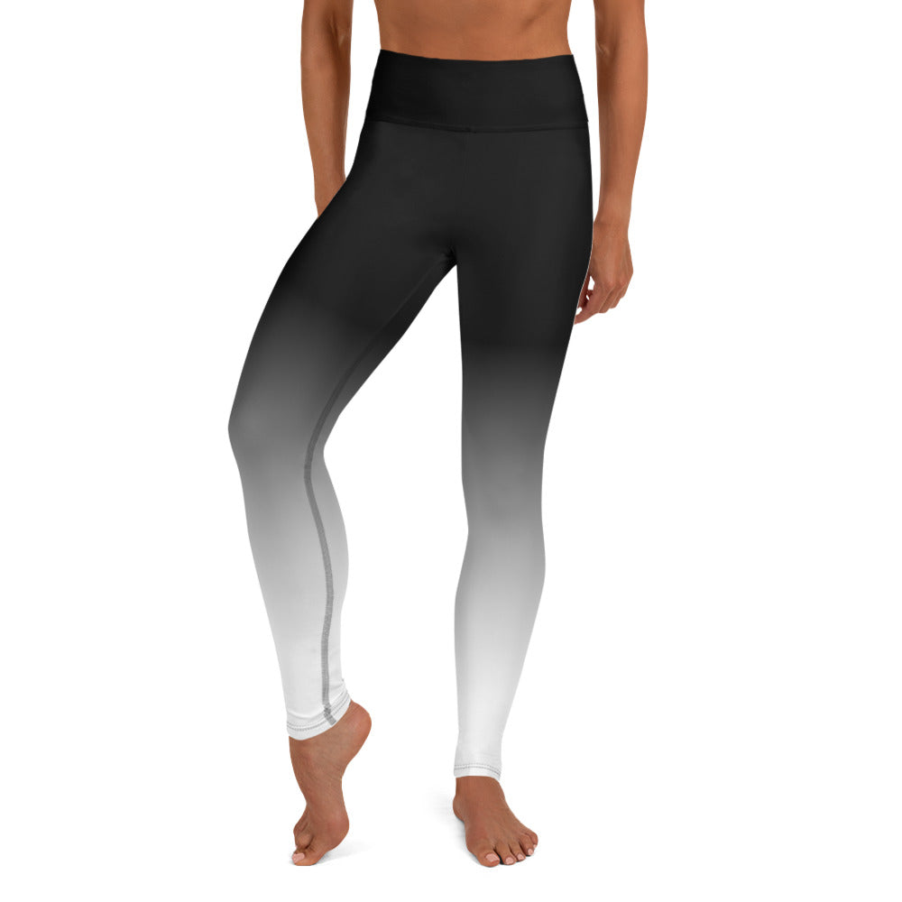 Ombre Black to White Printed Yoga Leggings