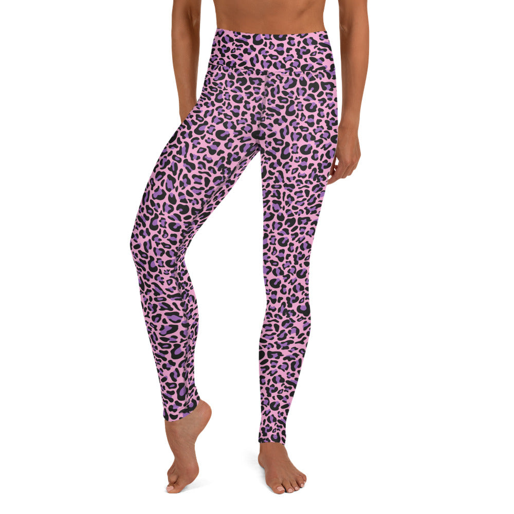 Purple & Pink Leopard Print Yoga Leggings