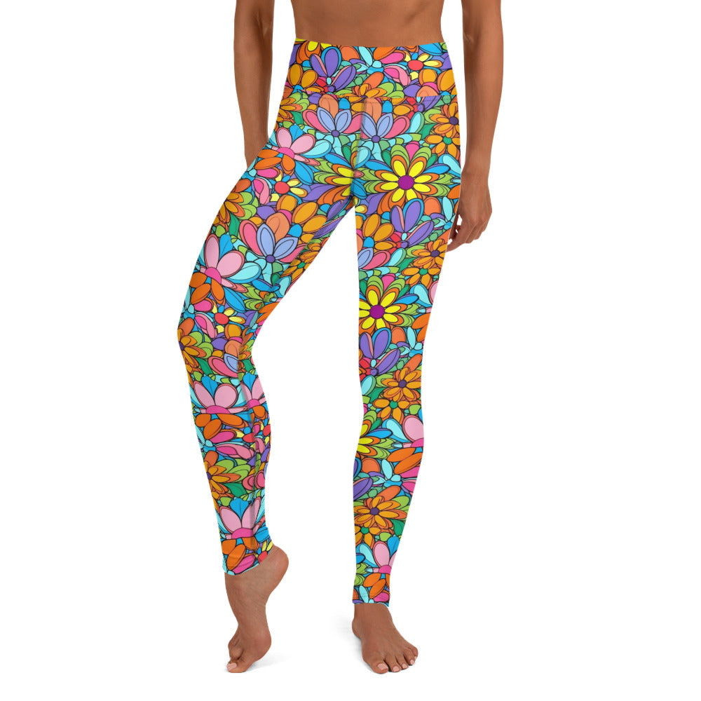 Bright Floral Hippie Yoga Leggings