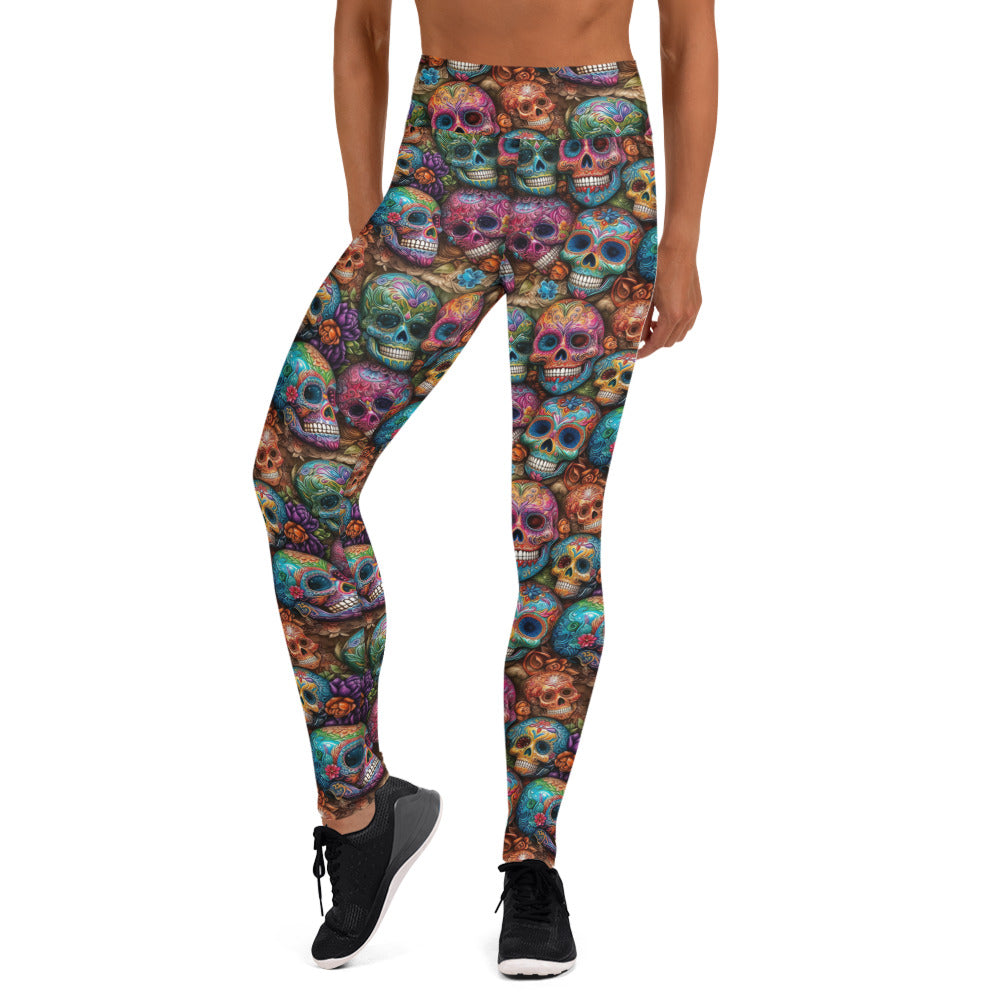 Colorful Sugar Skull Printed Yoga Leggings