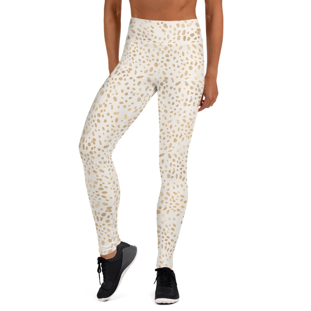 Shimmering Golden Deer Skin Printed Yoga Leggings