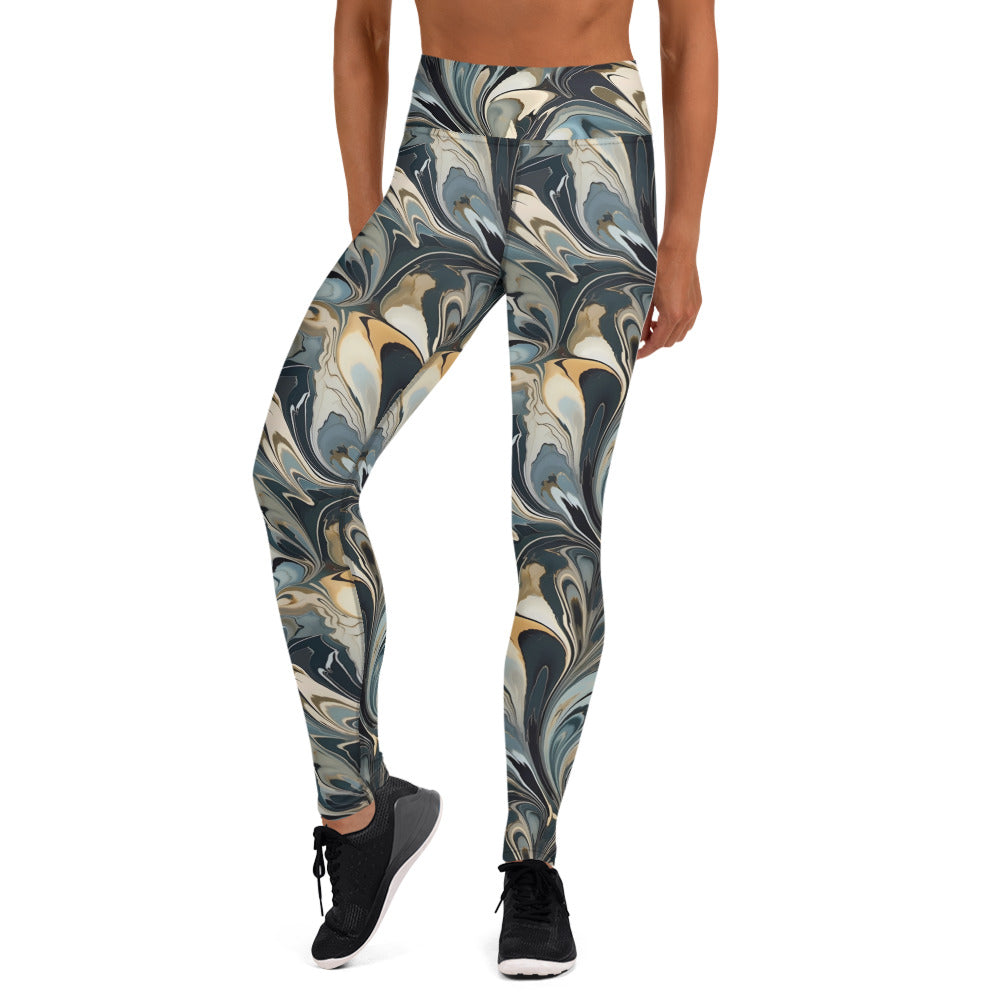 Abstract Liquid Waves Pattern Printed Yoga Leggings