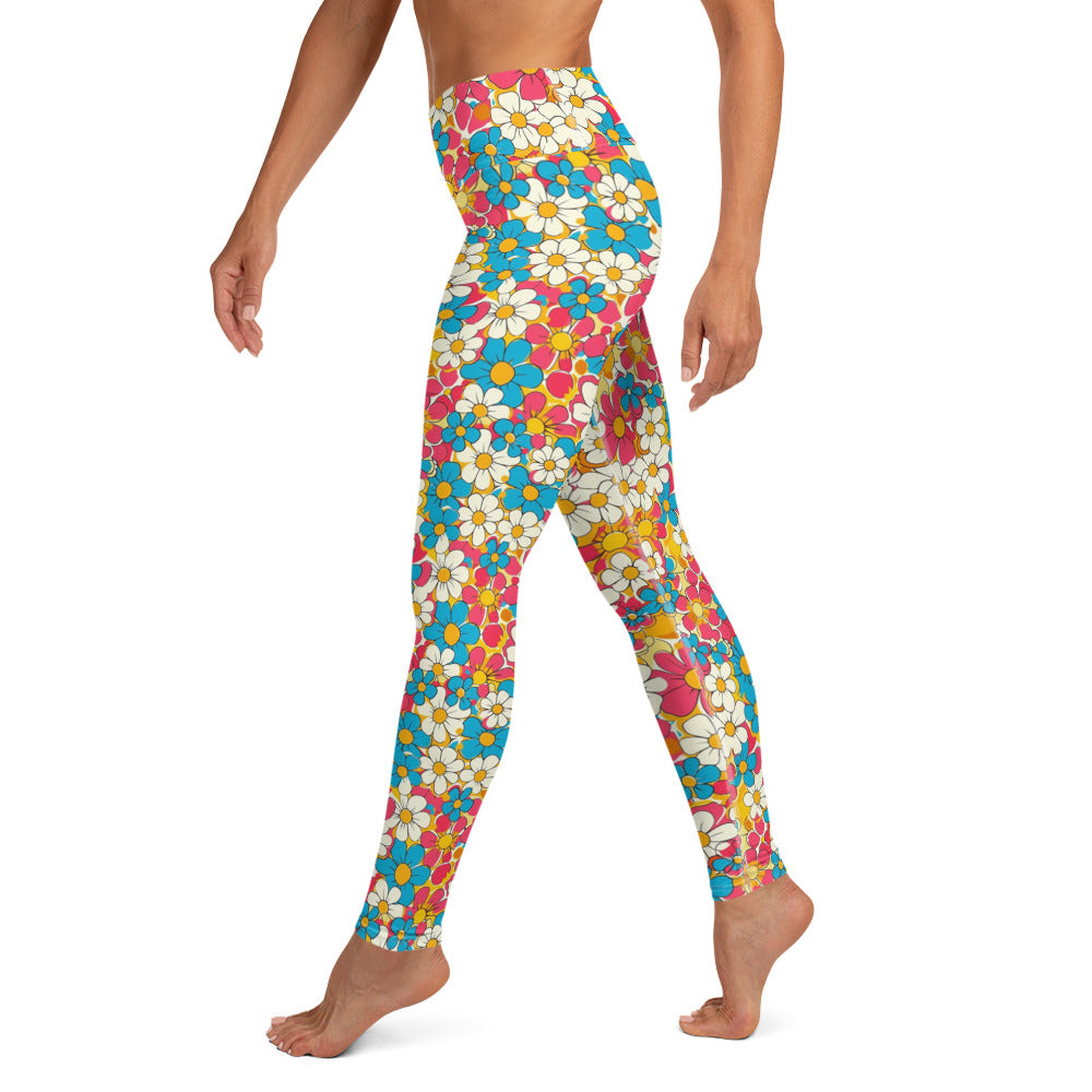 Spring Floral Print Yoga Leggings