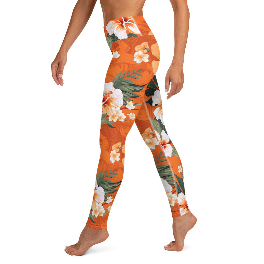 Hibiscus Floral Yoga Leggings