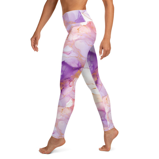 Shaddes of Purple Marble Yoga Leggings