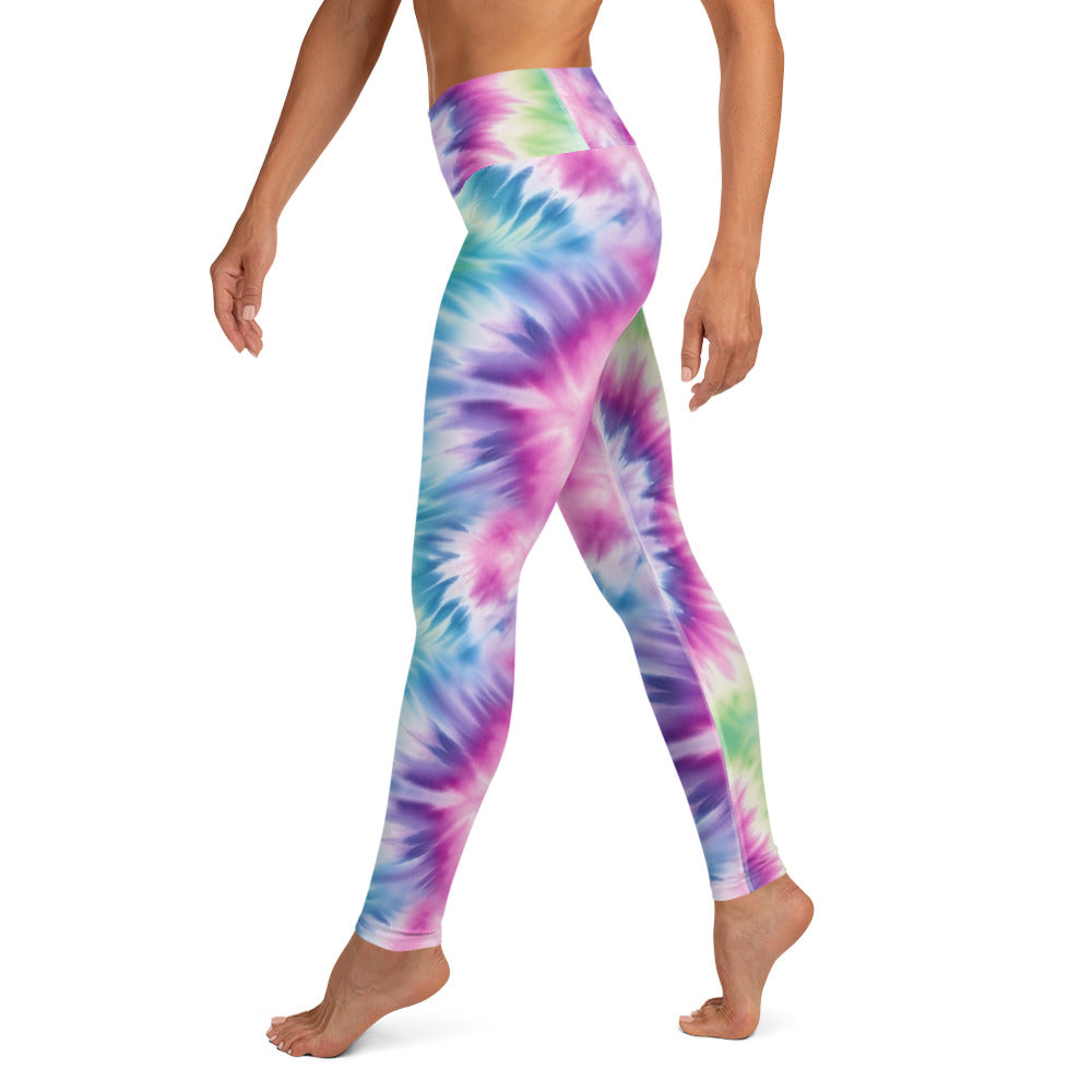 Purple & Green Tide Dye Yoga Leggings