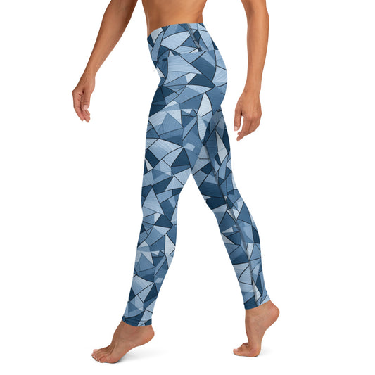 Denim Geometric Pattern Yoga Leggings