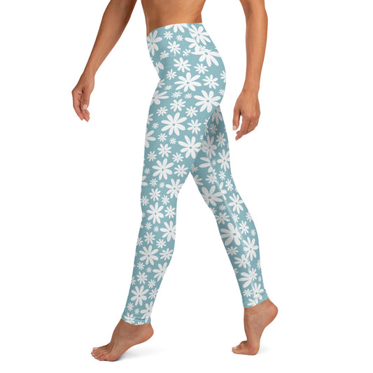 White Floral Yoga Leggings